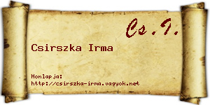 Csirszka Irma névjegykártya